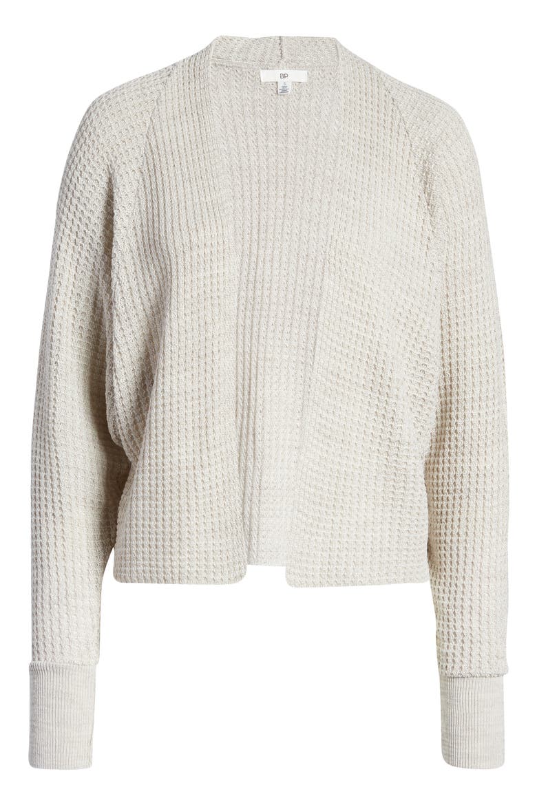 Dolman Waffle Cardigan, Alternate, color, GREY LIGHT HEATHER