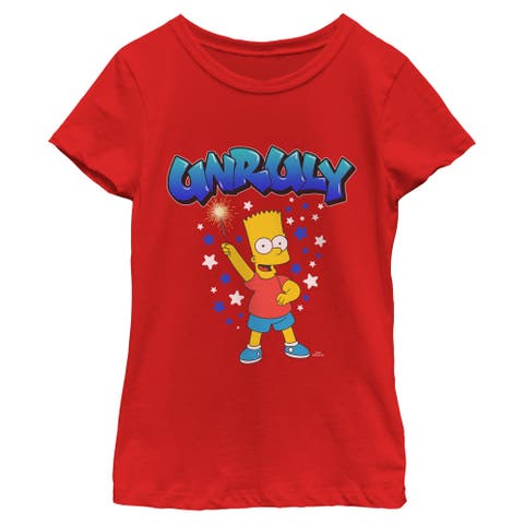 Girl's The Simpsons Bart Unruly Sparkler  Graphic T-Shirt