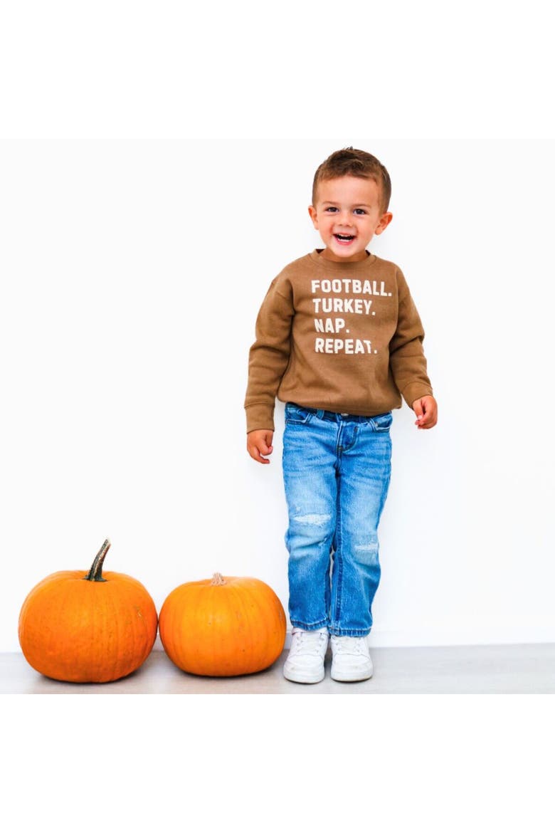 Football Turkey Nap Repeat Thanksgiving Sweatshirt, Alternate, color, Mocha