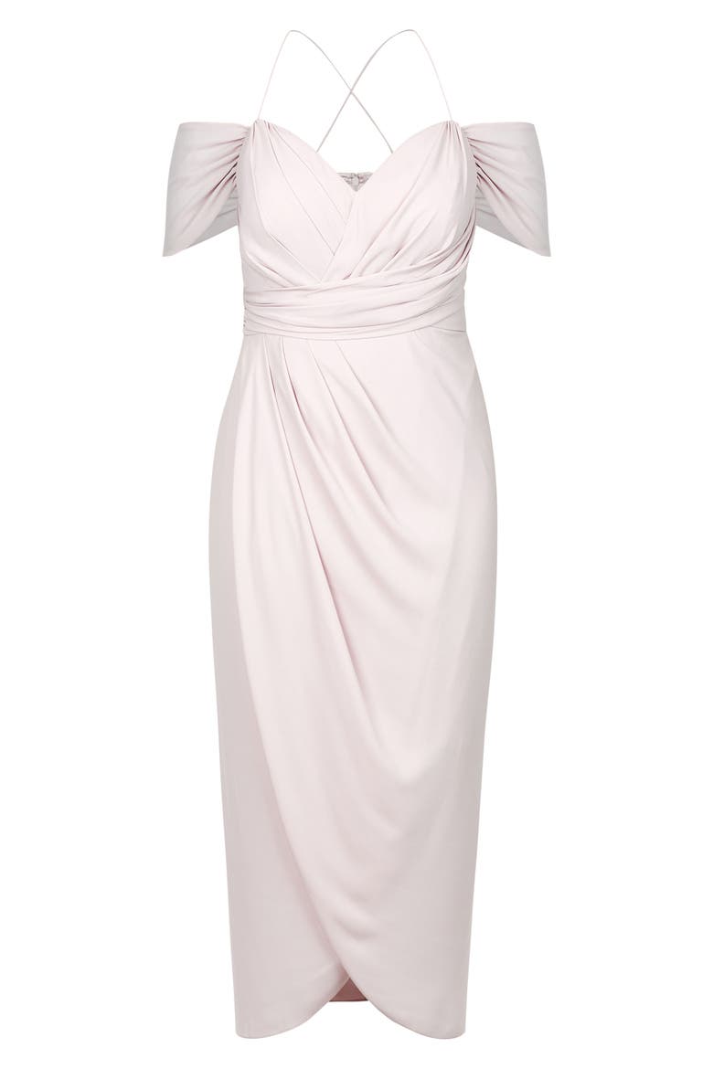 Entwine Cold Shoulder Tulip Midi Dress, Alternate, color, SOFT BLUSH