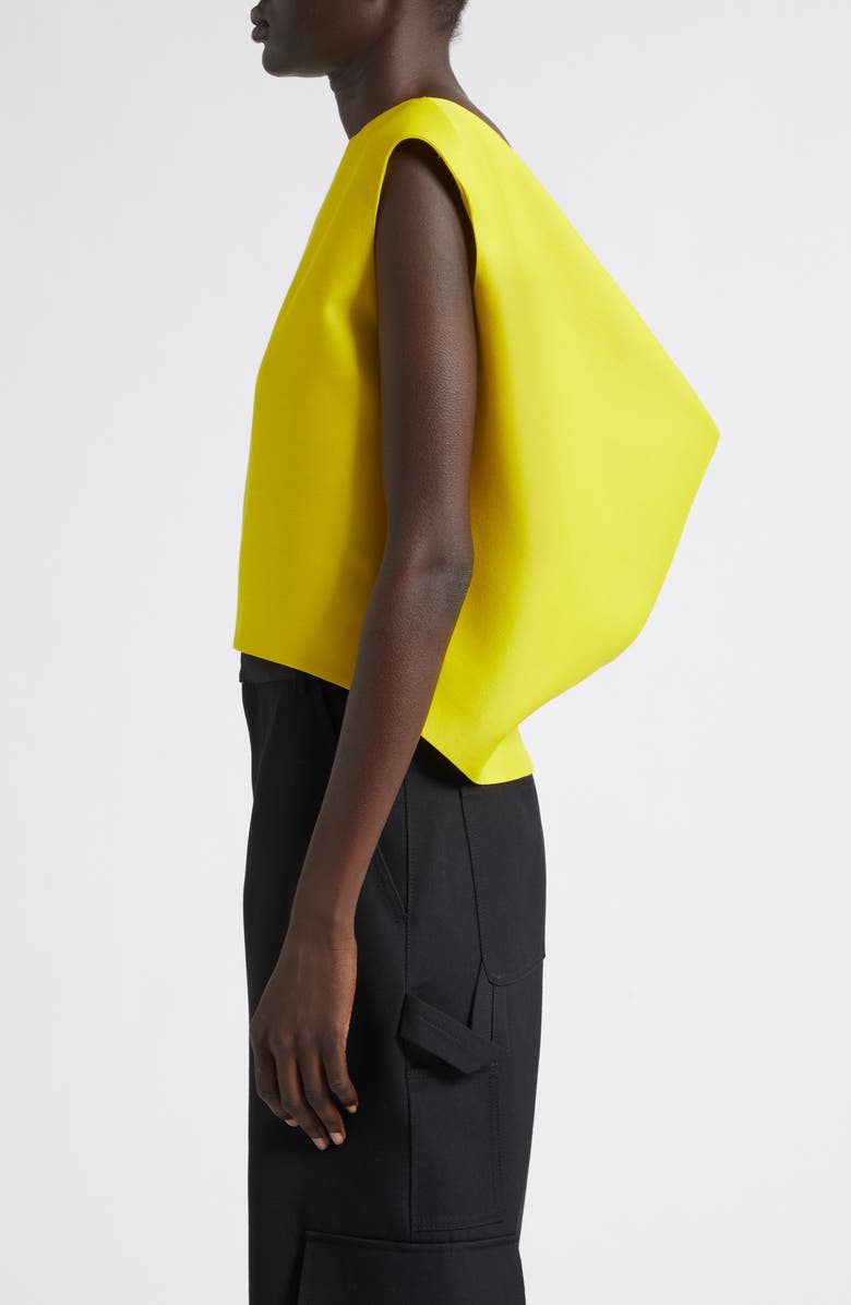 Balenciaga Crop Wool & Silk Drape Back Top, Alternate, color, 7200 Lemon