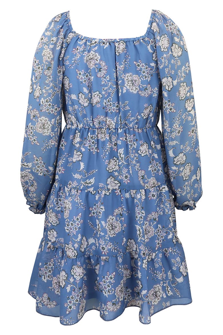 Kids' Mesh Print Dress, Alternate, color, BLUE