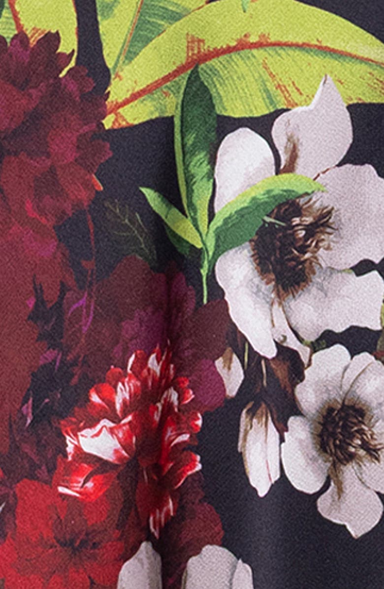 Betsy & Adam Floral Print Satin Halter Dress, Alternate, color, Black/ Multi