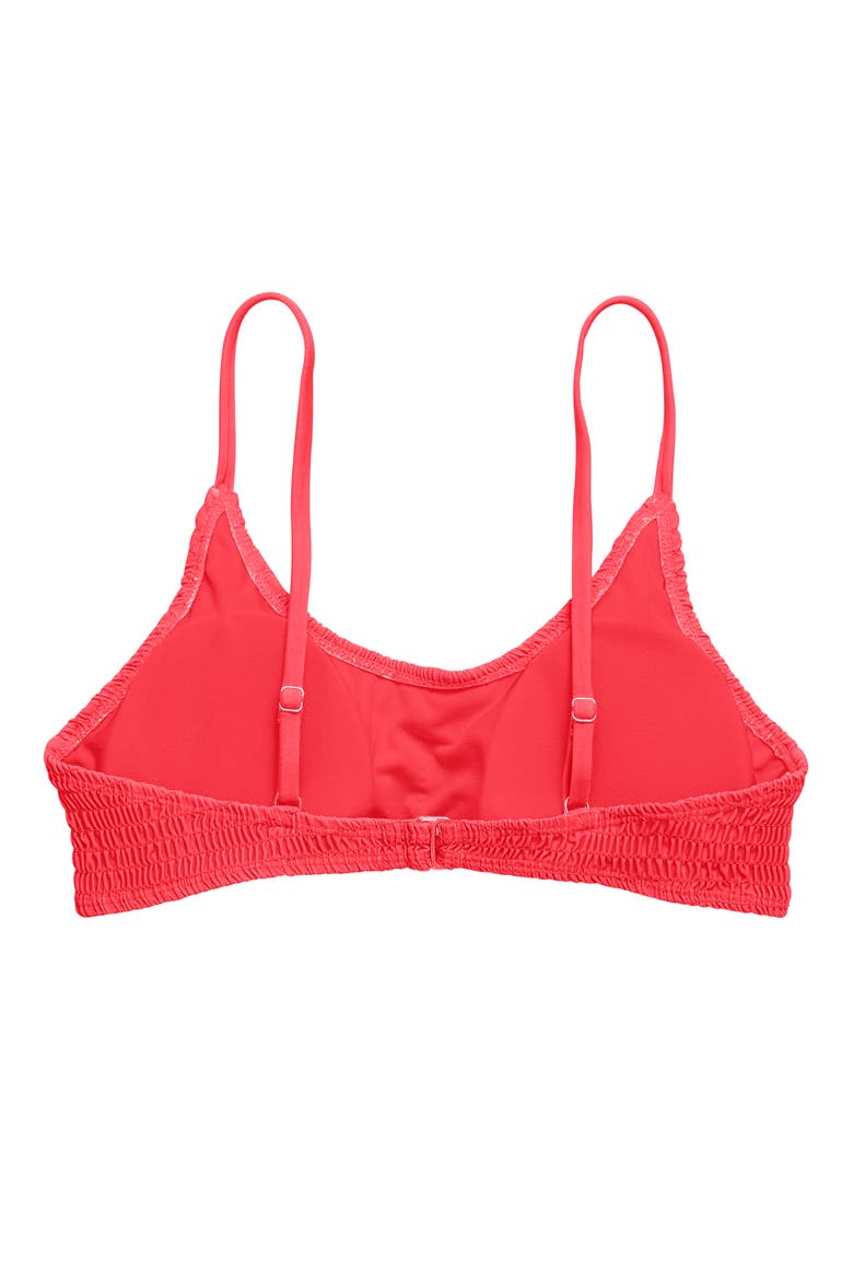Shirred Sustainable Bikini Top, Alternate, color, Watermelon