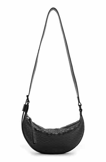 AllSaints Half Moon Snake Embossed Leather Crossbody Bag