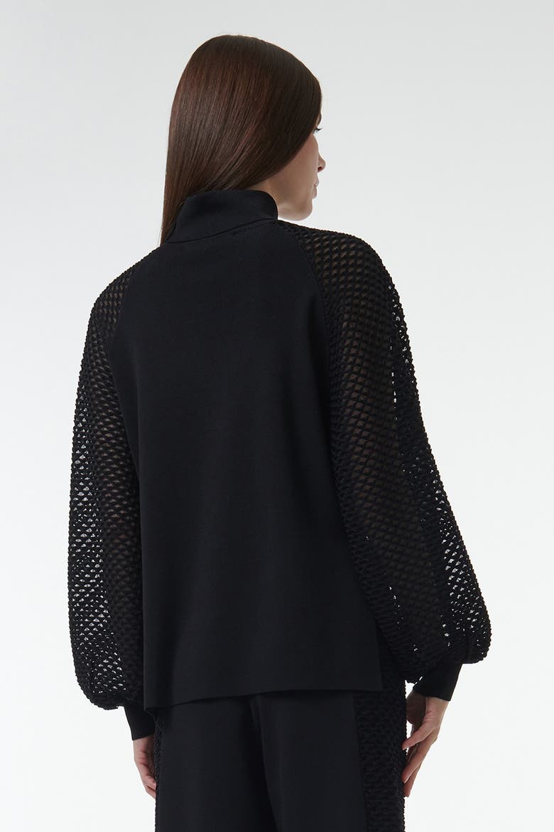 Mesh Sleeve Knitted Sweater, Alternate, color, Black