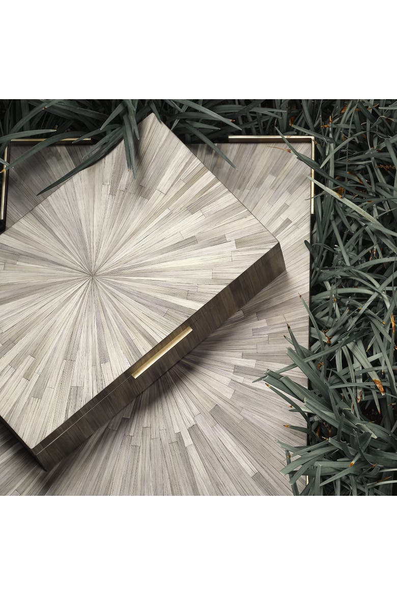 Palm Marquetry Decorative Box, Alternate, color, Grey