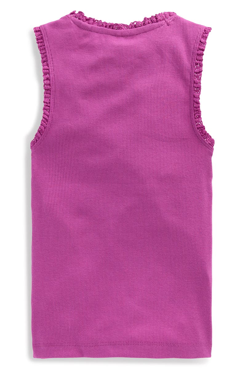 Mini Boden Ribbed Lace Trim Tank, Alternate, color, Purple