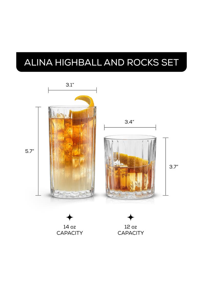 Alina 8-Piece Highball & Rocks Glasses, Alternate, color, CLEAR