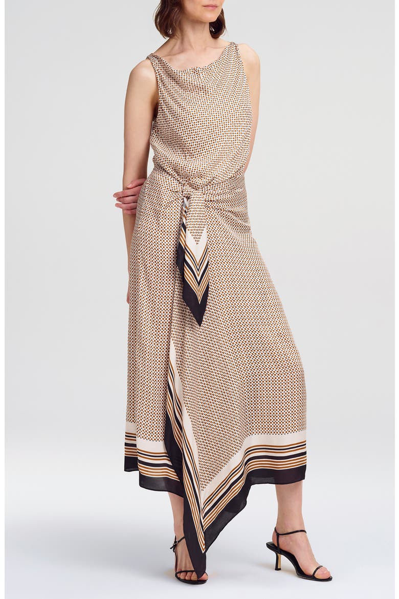 Aliana Sleeveless Maxi Dress, Alternate, color, BLACK/ CARAMEL DOTTED