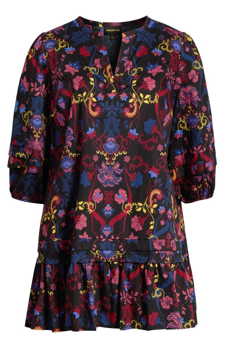 SUGARLIPS Palmero Midnight Velma Ruffle Trapeze Dress, Alternate, color, 