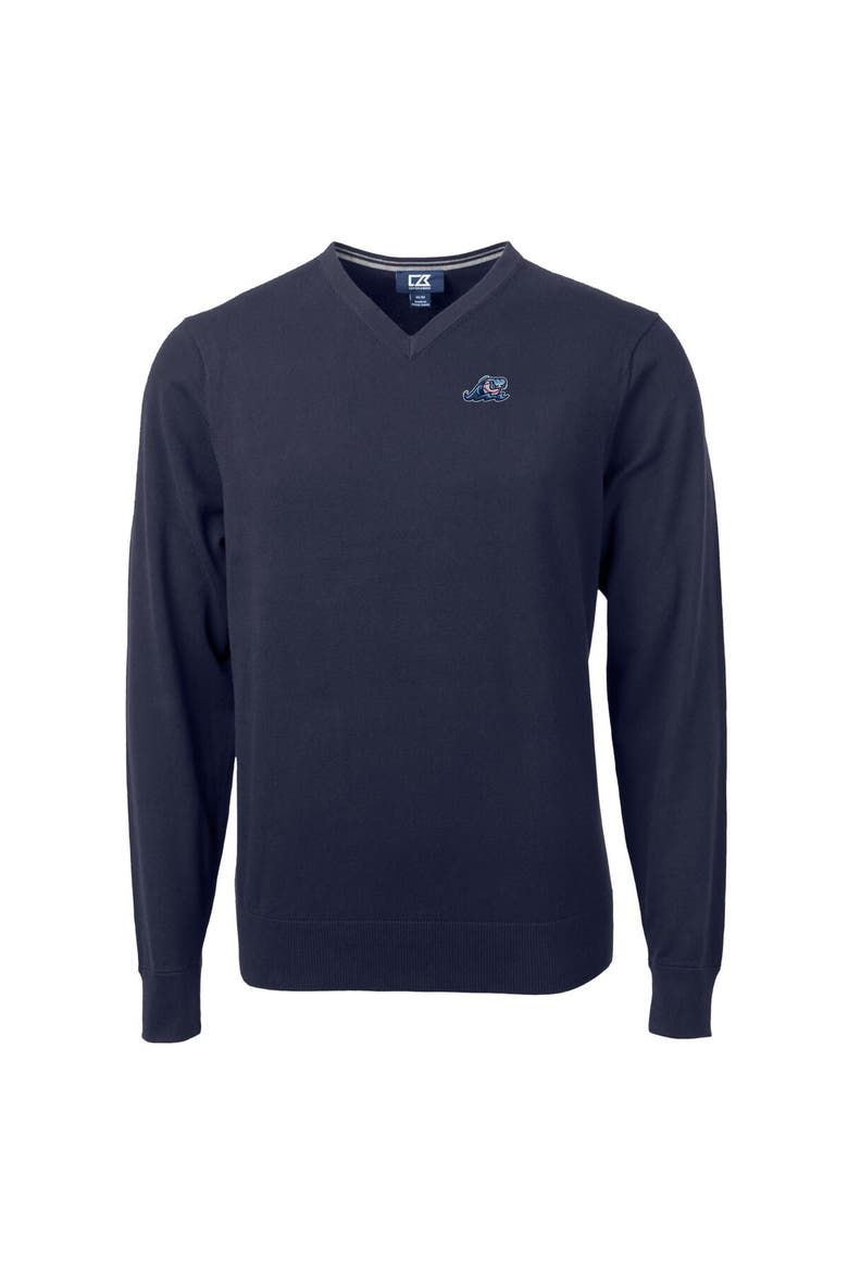 Men's Cutter & Buck Navy West Michigan Whitecaps Lakemont Tri-Blend V-Neck Pullover Sweater, Alternate, color, Navy
