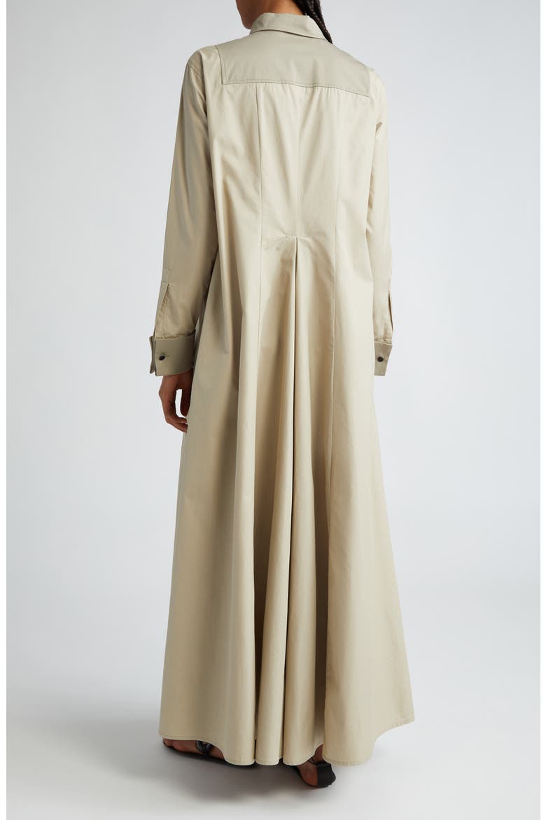 Uganda Pleated Long Sleeve Cotton Shirtdress, Alternate, color, KAKI