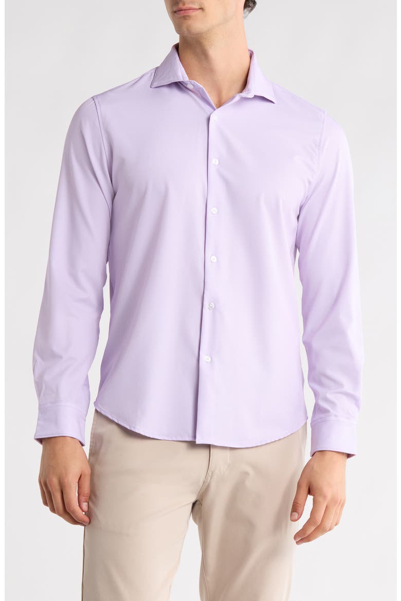 Lavender Stripe Performance Button-Up Shirt, Main, color, LAVENDER
