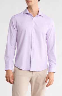 DENIM AND FLOWER Lavender Stripe Performance Button-Up Shirt