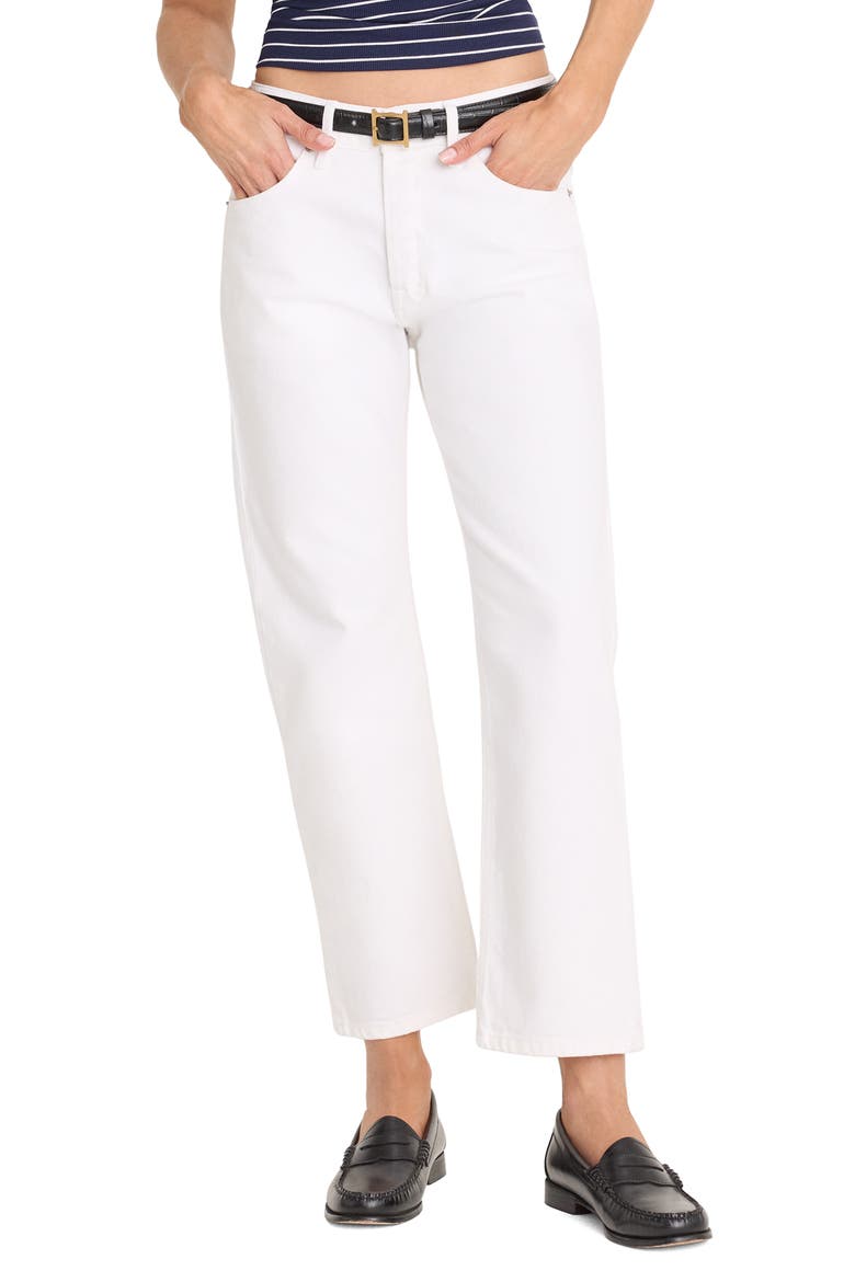 Mid Rise Ankle Straight Leg Jeans, Main, color, WHITE001