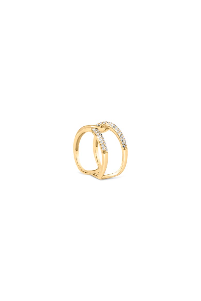 18K Yellow Gold Plated Sterling Silver 1/4 Ctw Diamond Open Crossover Band Ring, Alternate, color, Yellow Gold over Silver