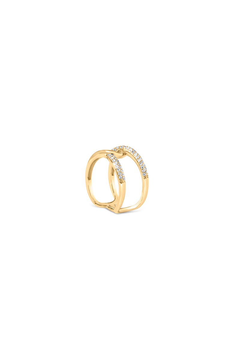 Haus of Brilliance 18K Yellow Gold Plated Sterling Silver 1/4 Ctw Diamond Open Crossover Band Ring, Alternate, color, Yellow Gold Over Silver