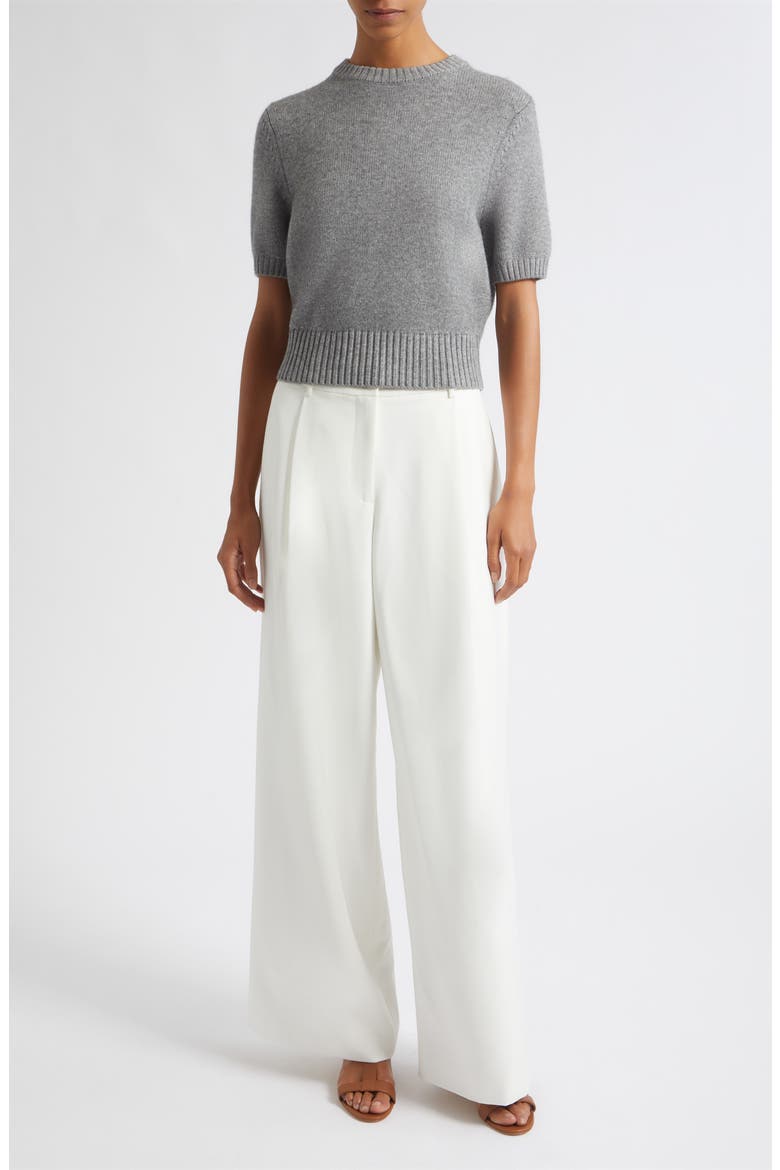 Elsie Short Sleeve Wool & Cashmere Sweater, Main, color, STORM