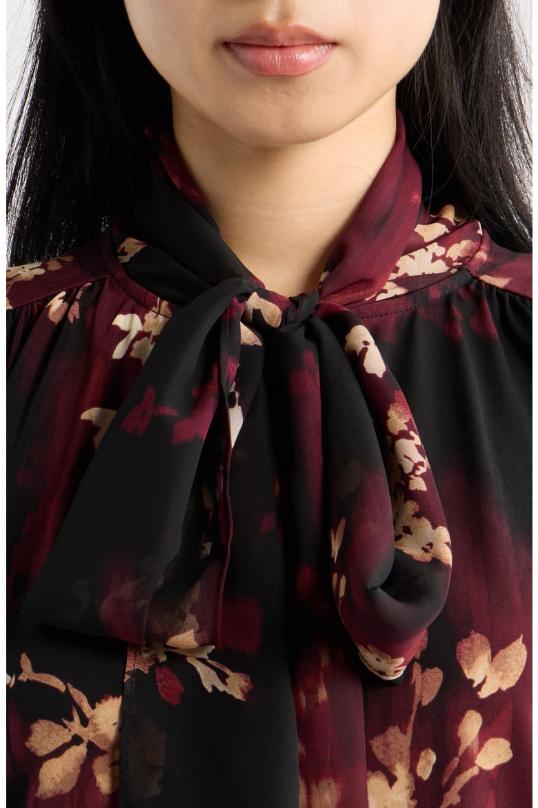 Mixed Media Floral Print Jersey & Georgette Top, Alternate, color, ANNE BLACK MULTI