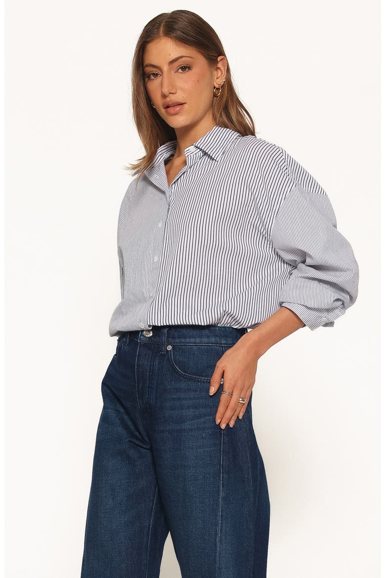 Elva Oversized Striped Cotton Shirt, Alternate, color, BLUE STRIPE
