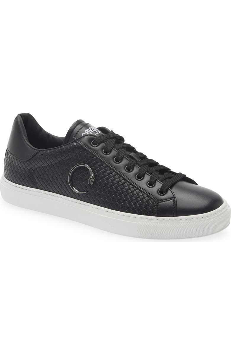 Roberto Cavalli Woven Low Top Sneaker, Main, color, Black