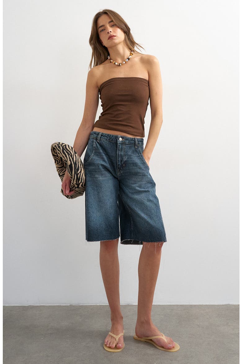Stretch Cotton Tube Top, Main, color, BROWN
