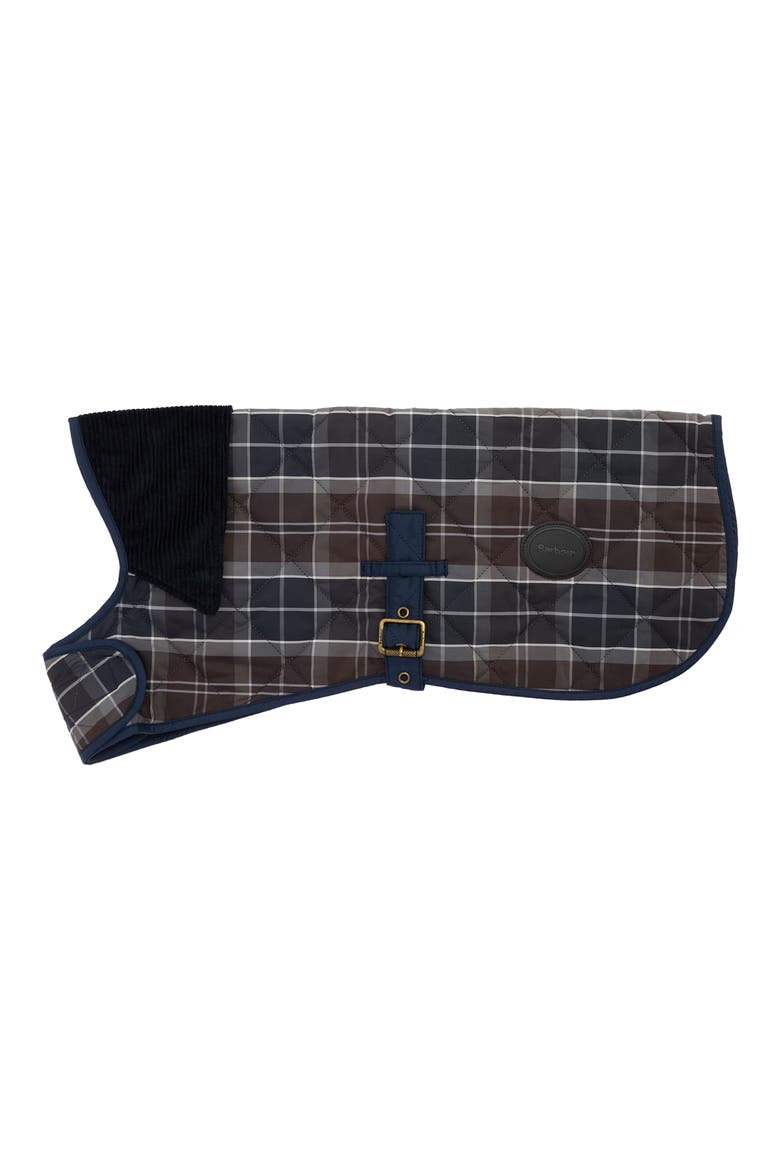 Quilted Tartan Dog Coat, Main, color, MIDNIGHT OAK