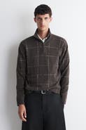 COS Checked Wool-Cotton Zip-Up Sweater