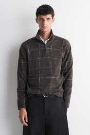 COS Checked Wool-Cotton Zip-Up Sweater