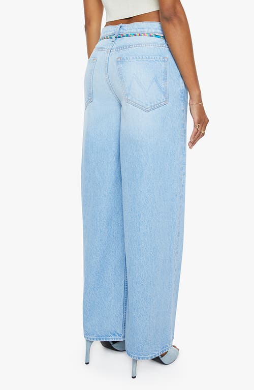 Mother Womens The Shoelace Fun Dip Nerdy Wide-leg Denim-blend Jeans Whipped In Blue