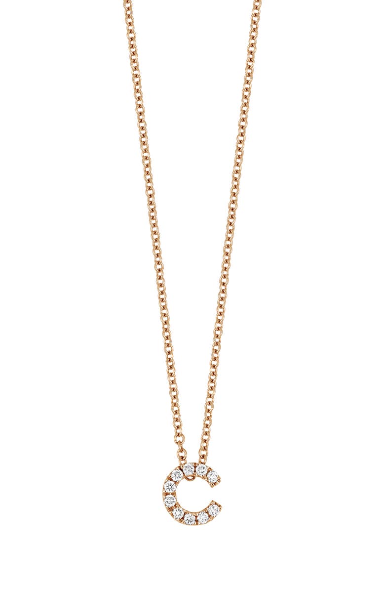 Bony Levy Diamond Pavé Initial Pendant Necklace, Main, color, 18K Rose Gold - C