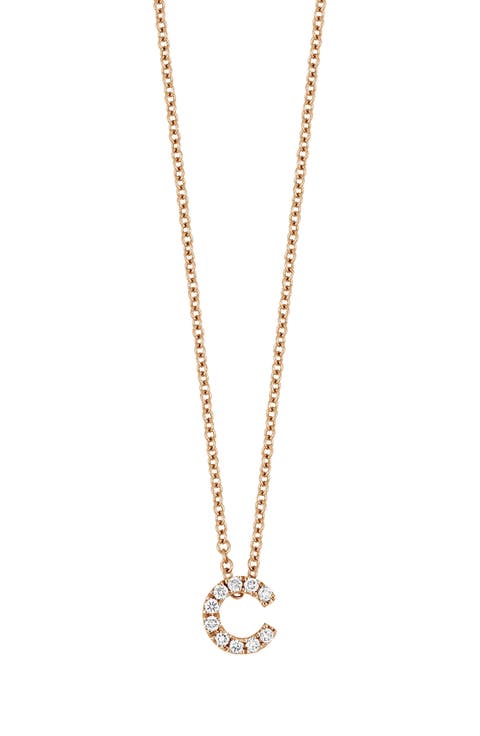 Diamond Pavé Initial Pendant Necklace