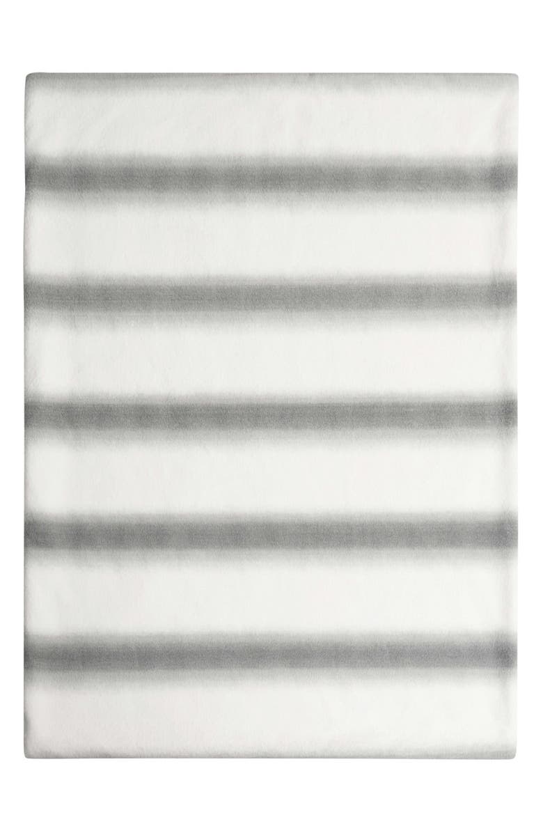 Nine West Stripe Faux Fur Blanket, Alternate, color, Ombre Stripe Gray