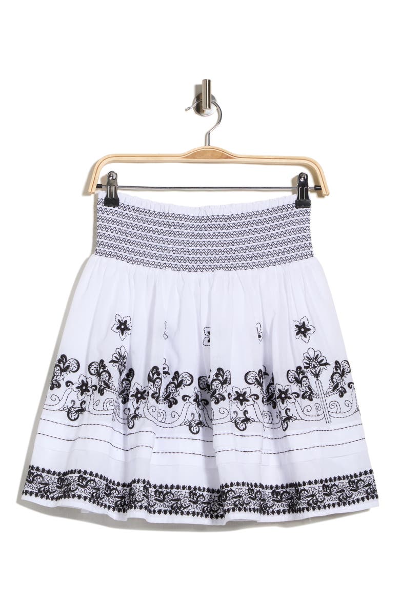 Embroidered Short Skirt, Alternate, color, WHITE/ BLACK