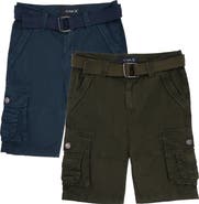 XRAY Kids' 2-Pack Belted Twill Cargo Shorts