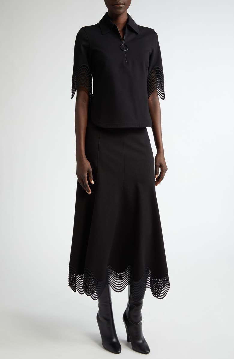 Akris punto Waved Lace Cuff Half Zip Polo, Alternate, color, 