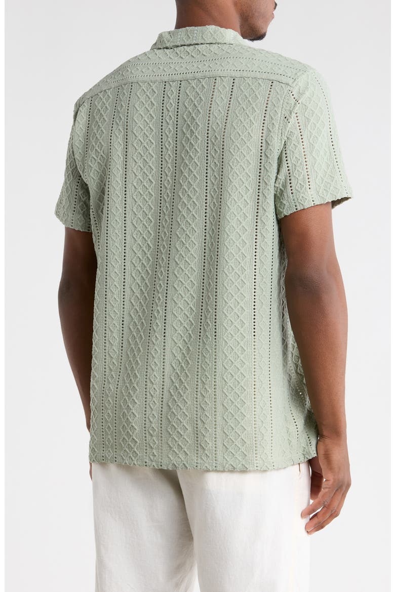 Modern Fit Textured Camp Shirt, Alternate, color, GREEN