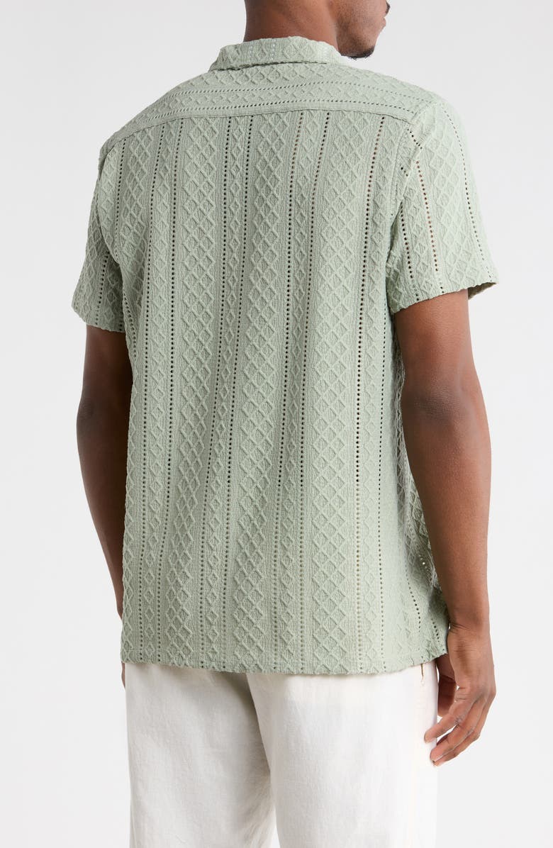 T.R. PREMIUM Modern Fit Textured Camp Shirt, Alternate, color, Green