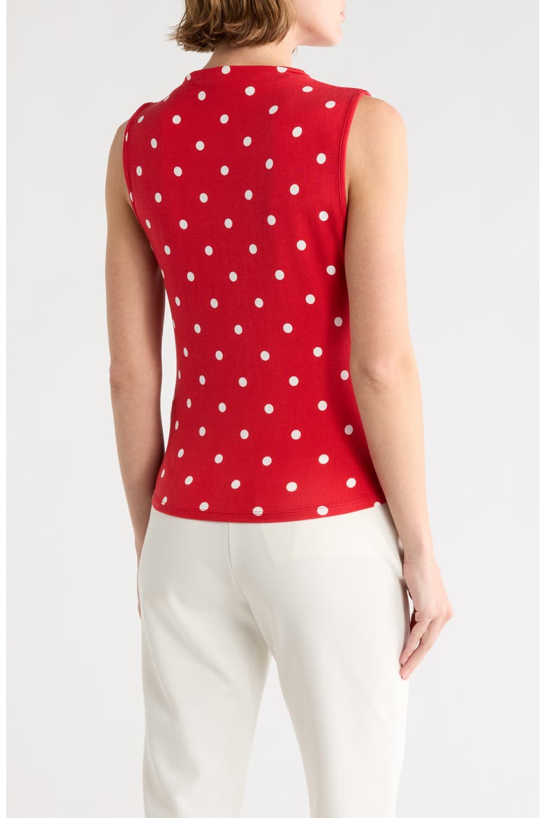 Sleeveless Mock Neck Top, Alternate, color, RED IVORY POLKA DOT