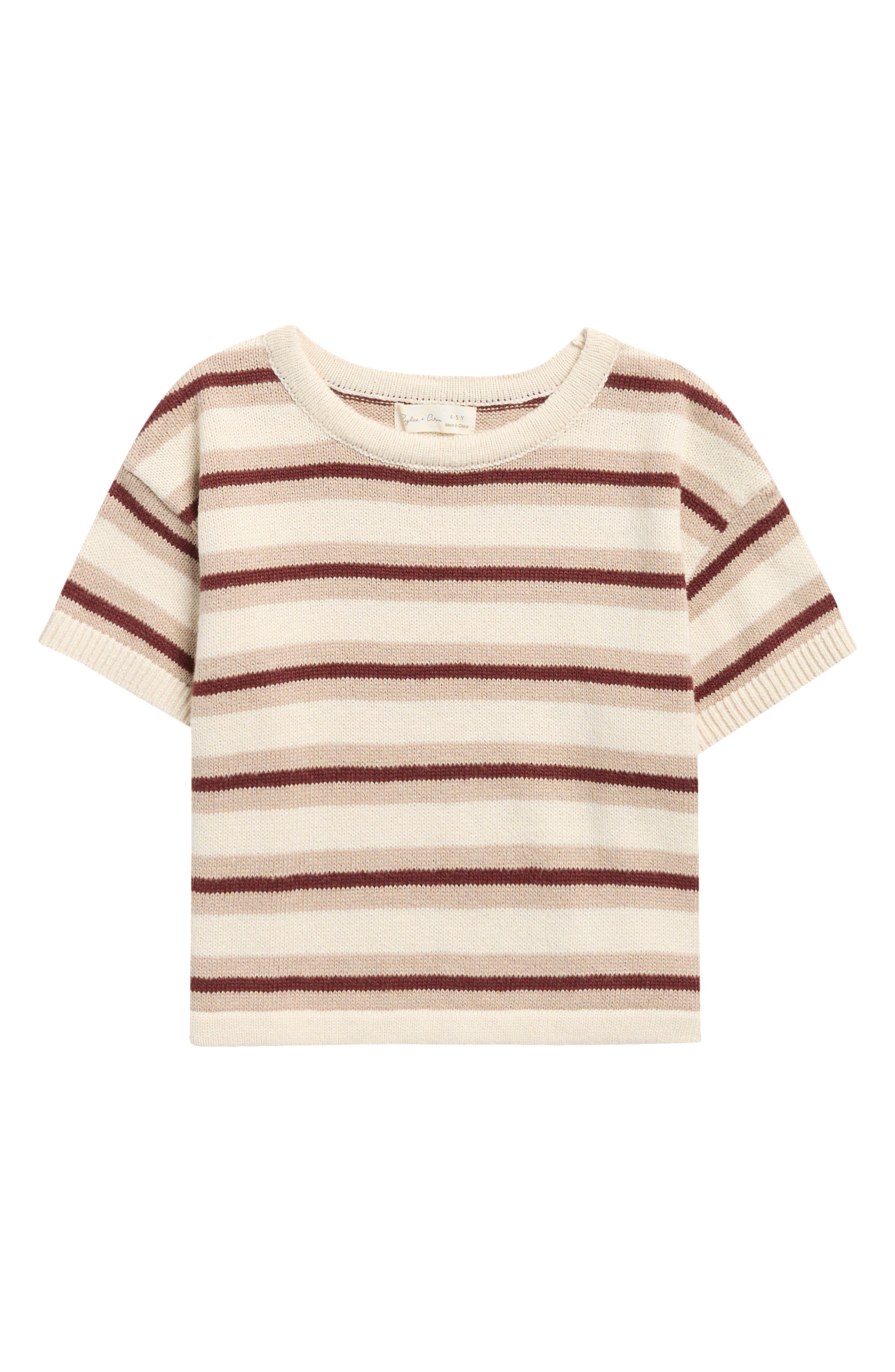 Kids' Stripe Knit Boxy Crop T-Shirt