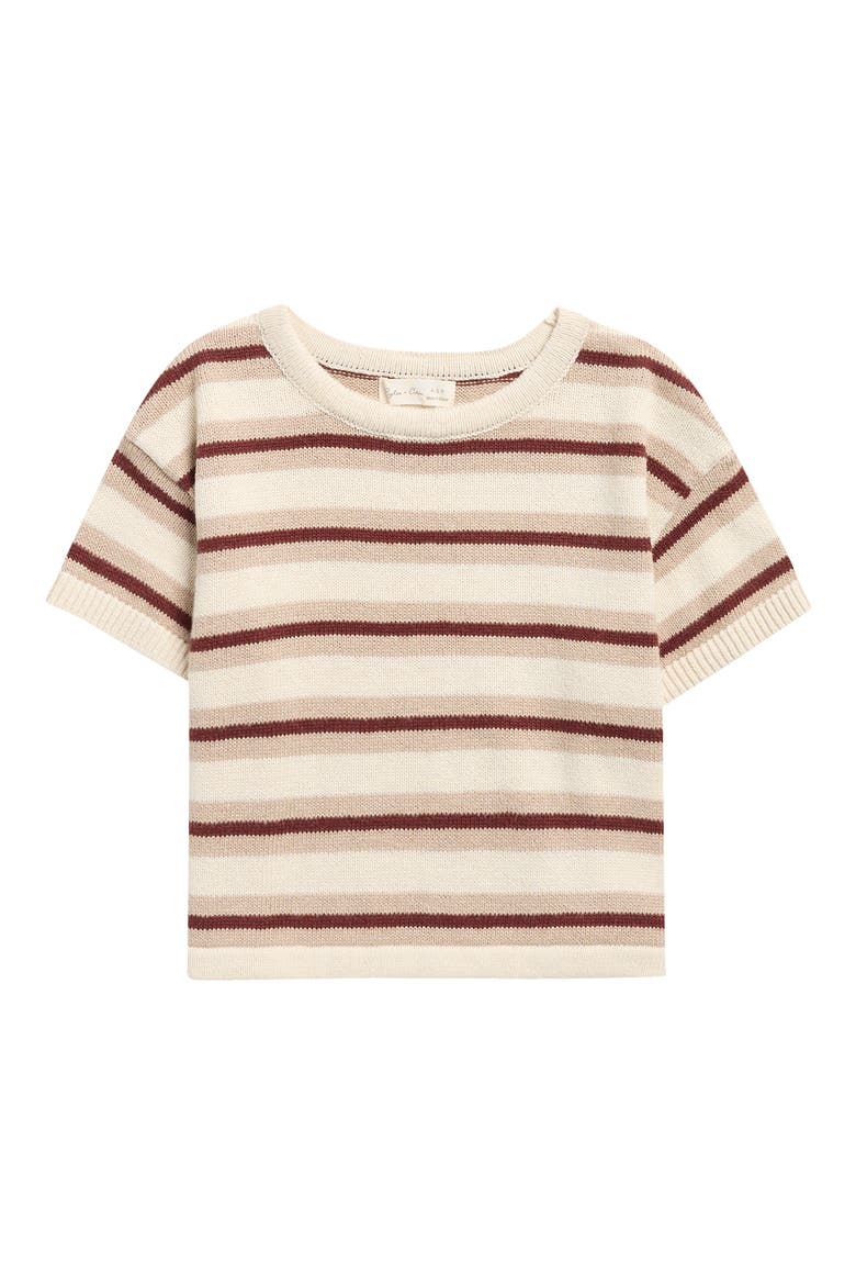 Kids' Stripe Knit Boxy Crop T-Shirt, Main, color, STONE