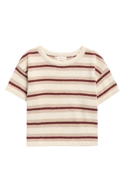 Kids' Stripe Knit Boxy Crop T-Shirt