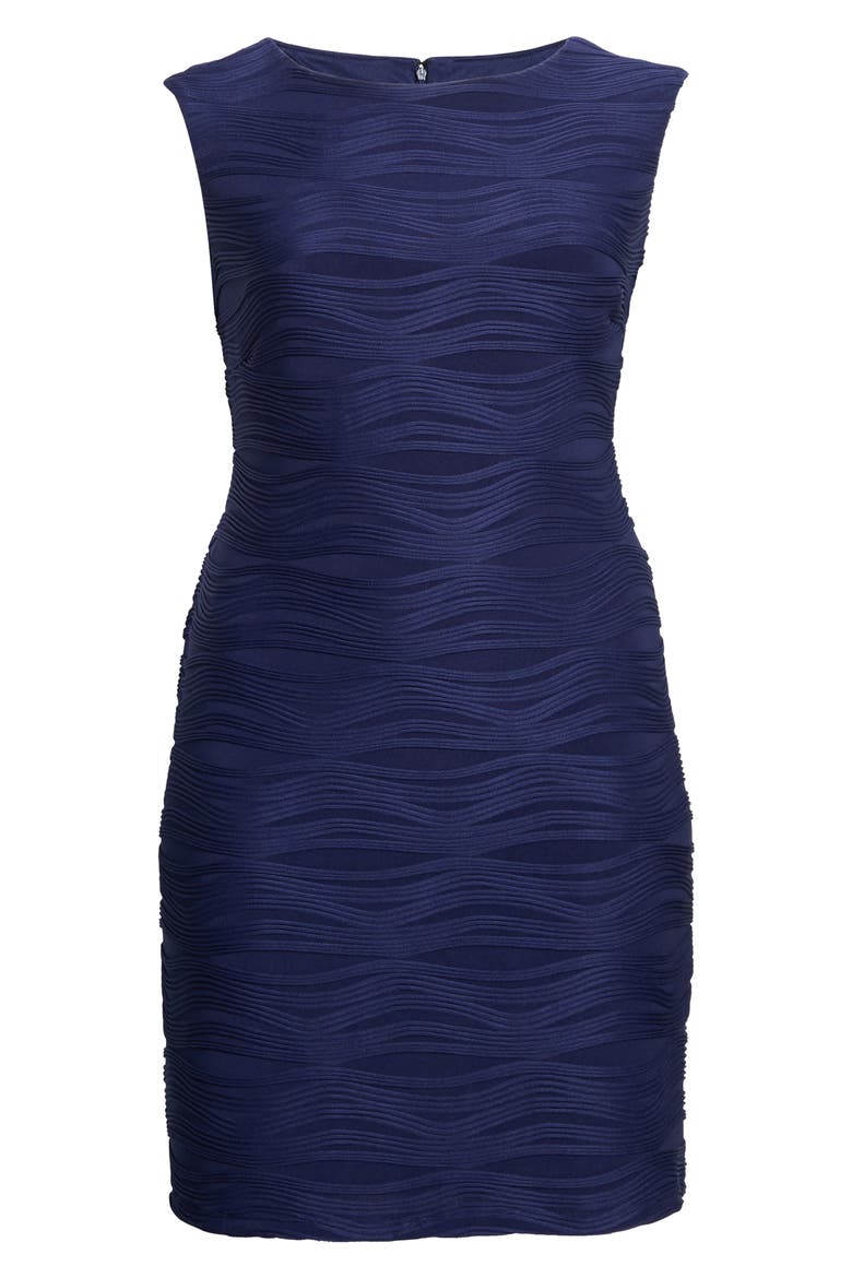 Textured Sleeveless Sheath Dress, Alternate, color, KASPER NAVY