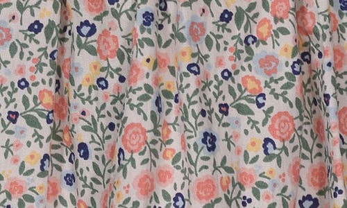 Iris & Ivy Floral Smocked Waist Cotton Poplin Party Dress In Gray