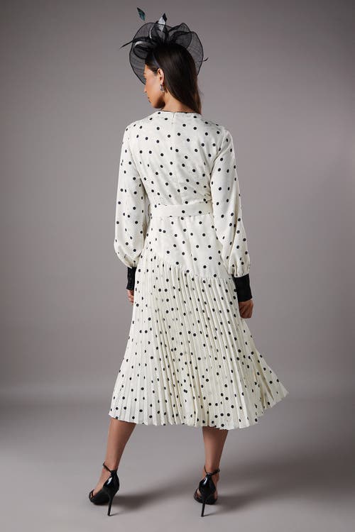 Coast Long Sleeve Pleated Midi Dress In Multi
