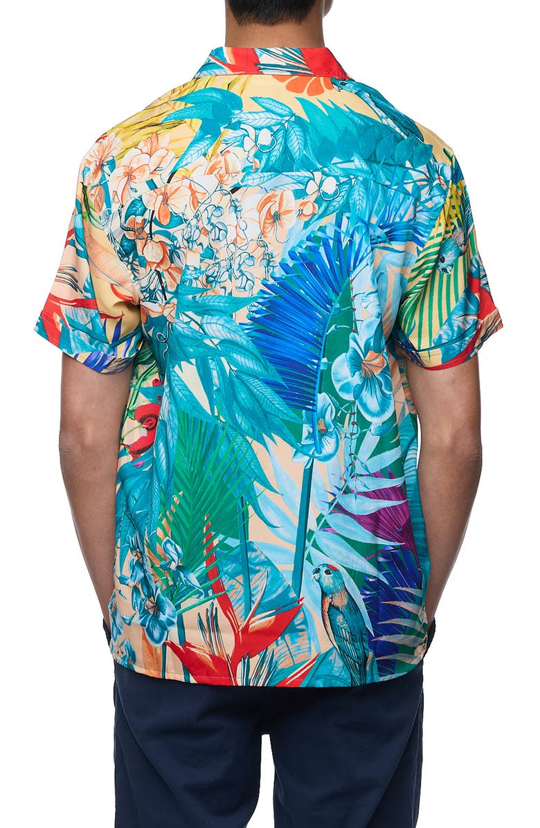 RANEES Printed Camp Shirt, Alternate, color, Blue