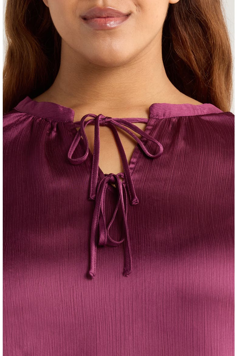 Tie Front Satin Top, Alternate, color, SWEET PLUM