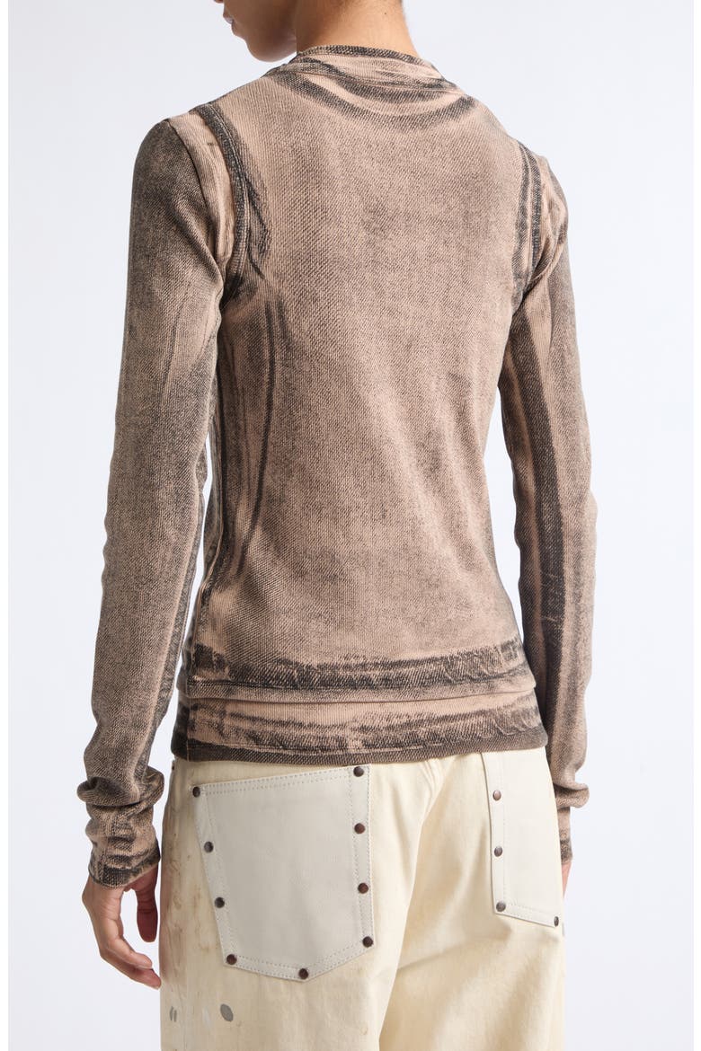 Elga Fitted Double Layered Garment Print Long Sleeve T-Shirt, Alternate, color, PUMPKIN ORANGE