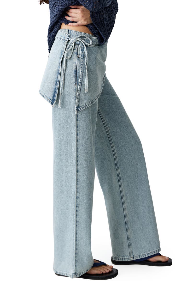 Removable Scarf Wide Leg Jeans, Alternate, color, LIGHT BLUE